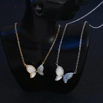 China Vintage Fashion real gold plating temperament clavicle niche design jewelry female butterfly necklace for sale