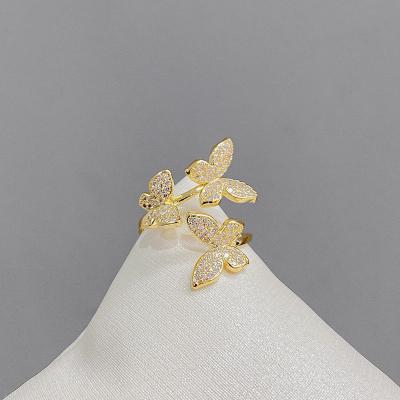 China Vintage Retro temperament open butterfly niche diamond-encrusted temperament ring element tail ring jewelry ring for women for sale