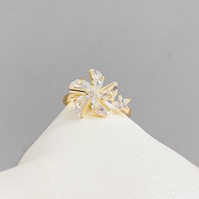 China Vintage 2022 new Korean style fashion small fresh windmill open ring micro-inlaid zircon ring elegant temperament ring for women for sale