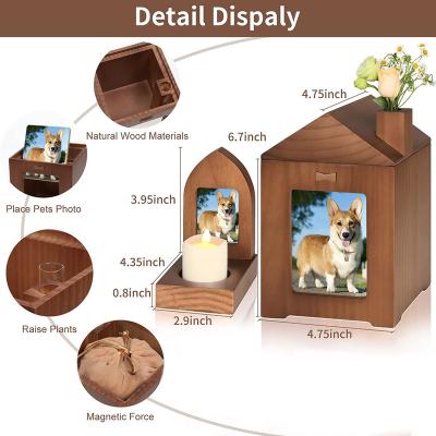 China Wholesale Viable Pet Urn Box Casket Polished Wooden Pet Paw Print Urns Brown Pet Urns for sale