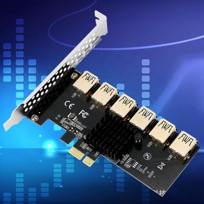 China For Pcie 1 To 6 PCI-e 1x Expansion 16x USB Port Riser Card Pcie 6 To Usb 3.0 PCI-e Riser Adapter Port Multiplier Card for sale