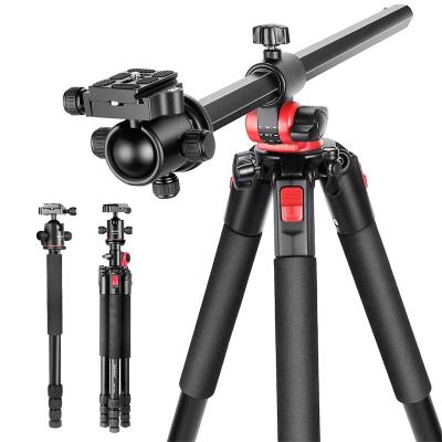 China 360 Degree Column 4 Section Legs Tripods and Ball Head 2-in-1 PORTABLE Aluminum Camera Monopod Rotating Center Tripod for sale