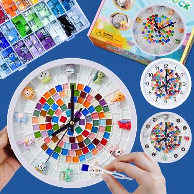 China Developing Intelligence DIY Silent Clock Kits Bedroom Decor Arts and Crafts Supplies Art Kit Gift Creativity Craft Kits Mosaic Kids Wall Clock for Kids for sale