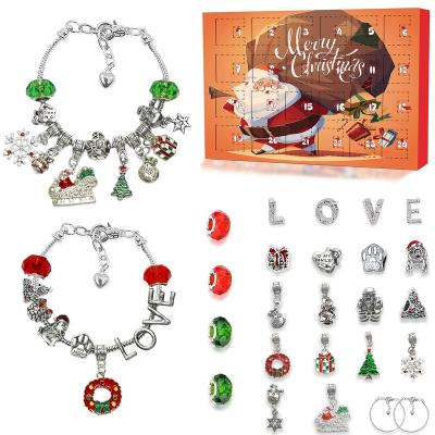 China Other New Christmas Ornaments Countdown Calendar Gift Box Advent Diy Bracelet Set For Children Christmas Gift for sale