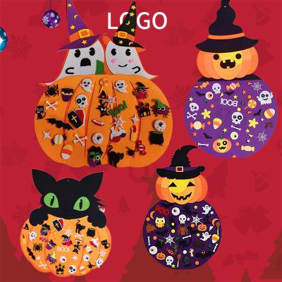 China Christamas Home Decoration Custom Halloween Decoration Party Kids DIY Witch Pumpkins Felt Crafts Ornaments with Hanging Craft Decor Kits for sale