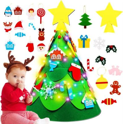 China Christamas Home Decoration Decor Set Hanging Ornaments and LED String Light DIY Felt 3D Xmas Christmas Tree Craft Ornament Kit  Felt Gift Toys for sale