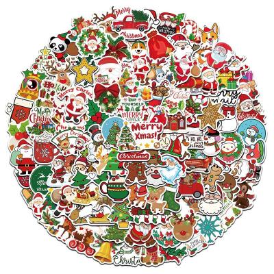 China Cartoon Sticker High Quality 100 pcs Custom Printing Shiny Die Cutting Cartoon Sticker Christmas Self Adhesive Waterproof Vinyl Stickers Set for sale