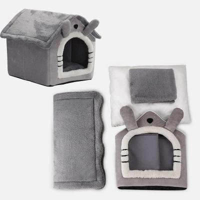 China Removable Cute Furry Cat Puppy Shelter Comfortable Cat Kennel Cover Removable Bed, All Weather Pet Room for sale