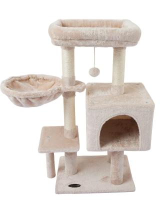 China Activity Center Play House Scratch Tree Cat Furniture Cute Cat Tree Kitten Cat Tower Sustainable Climbing Tree For Indoor for sale