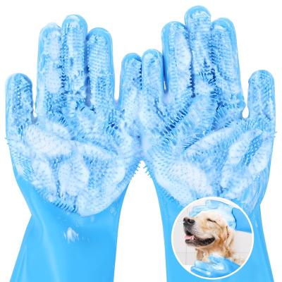 China Viable Gloves Cat Bathing Gloves Silicone Dog Heat Resistant Pet Grooming Bathing Massaging Gloves for Dogs Cats for sale