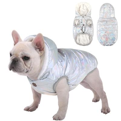 China Winter Modern Fleece Striping Extra Warm Dog Hoodie Cotton Puppy Velvet Jacket Hooded Pet Coats for sale