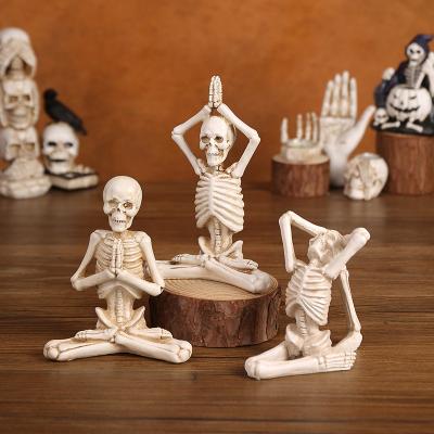 China Europe Halloween Decoration Resin Statues Spiritual Meditation Sculptures Skeleton Yoga Figurines for Home Decor for sale