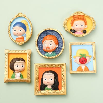 China Shape Customized cute Fun Refrigerator Magnets Decorative resin 3D famous painting Refrigerator Magnets for sale