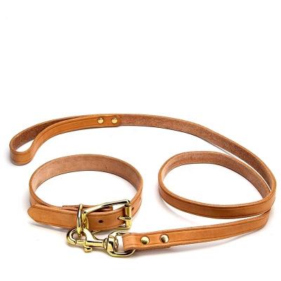 China Personalized New Arrived Customized Unique leashes 2021 high quality Genuine leather Dog collar and leash for sale