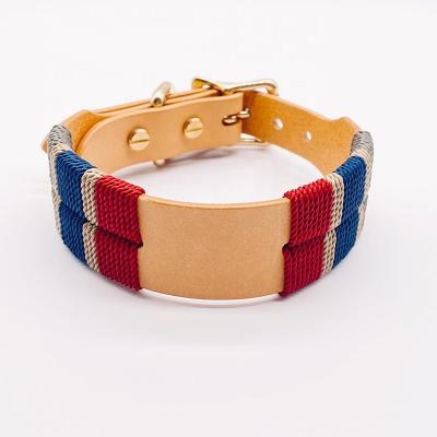 China New Arrived Luxury Genuine Leather Customized Dog Collar Designers Pet Collars For Dogs for sale