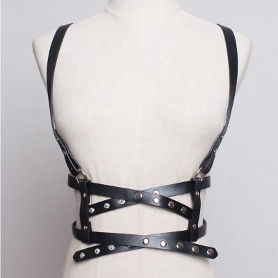 China BDSM lifestyle Loverfetish Strappy Lingerie Cage Waist Belt Leather Body Harness Belt Suspender Fetish Wear for sale