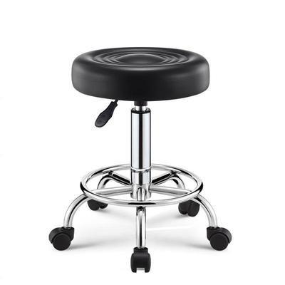 China Modern Round Rolling Drafting Stools Salon SPA Working Chair Leather Adjustable Swivel Shop Stools Swivel Height With Wheels for sale