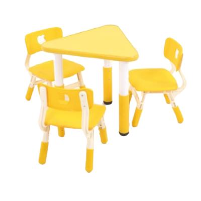 China 2021 Modern Funky Colorful Square Triangle Circular Trapezium Kids Set Nursery Furniture Kids Table And Chair for sale