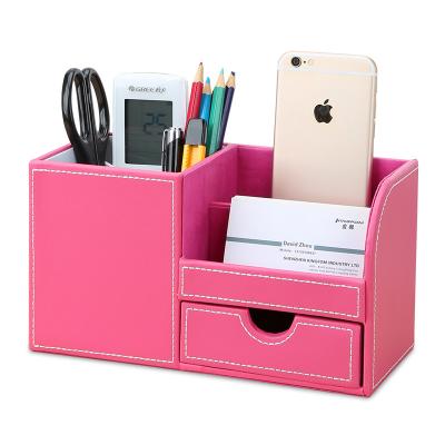 China Shenzhen Custom Viable Leather Desk Organizer Office Storage Box for sale