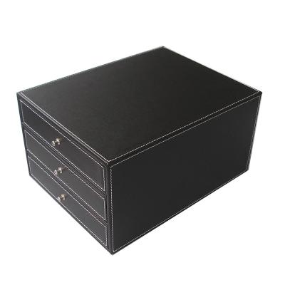 China Hot-selling modern office file leather tray new leather storage box with drawers in 2021 for sale