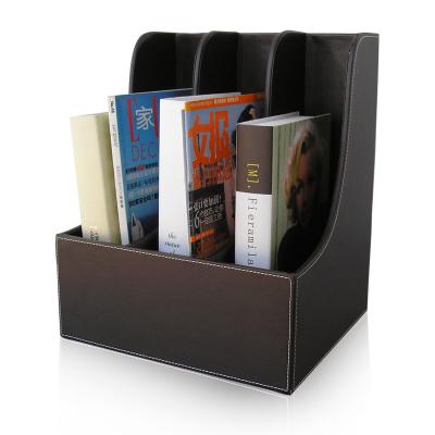 China Office File Rack A320 Desk Organizer Leather Wooden Office File Holder for sale