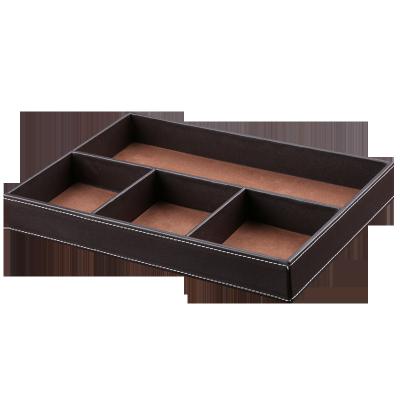 China Custom Luxury Wooden Felt Jewelry Storage Leatherette Leather Wooden Tray Storage Tray for sale