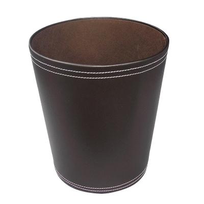 China Sustainable Hotel Room Kitchen Cylinder Leather Wooden Car Bin Storage for sale