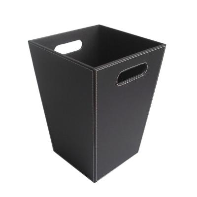 China Sustainable Square Waste Paper Trash Can Hotel Trash Can With Handle for sale