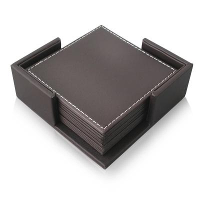 China Viable Wholesale Empty Leather Wooden Bar Car Coaster Sets for sale