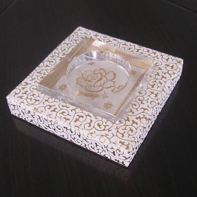 China Household sundries leather crystal ashtray wholesale crystal household sundries leather ashtray for sale