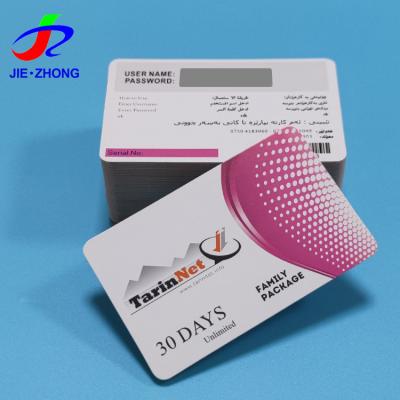 China Waterproof / Waterproof PVC Custom Printing Plastic Refill Prepaid Phone Calling Scratch Cards With Pin Code for sale