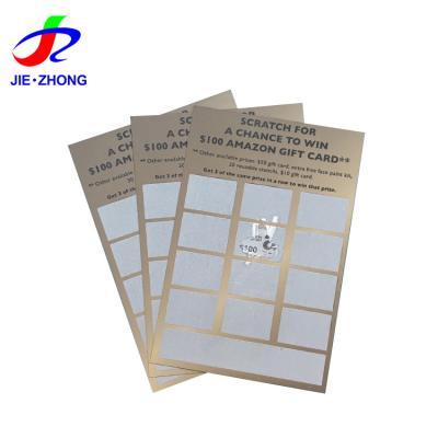 China paper & Cardboard Personalized Custom Number Printing Variable Scratch Off Raffle Card Lottery Tickets for sale