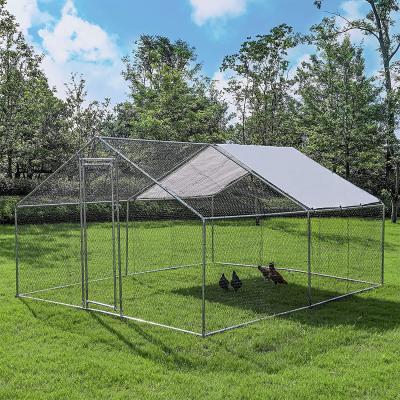 China Large Farms Metal Chicken Cage Walk In Poultry Cage Rabbits Cage With Waterproof And Anti-UV Cover For Outdoor Backyard Farm Garden for sale