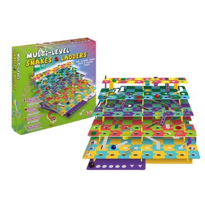 China Wholesale Plastic Multi Level 3d Snakes And Ladders Chessboard Plane Educational Chess Game For Kids for sale