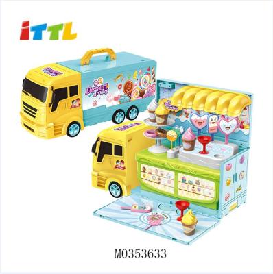 China 2020 Plastic Children Play House Girl Food Truck Gift Box Toy Role Play Sightseeing Car Educational Game for sale