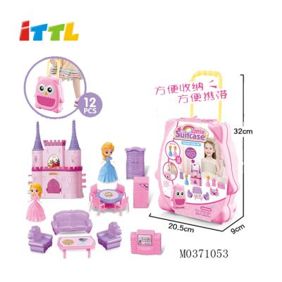 China Furniture Suitcase Surprise Prince Pink Doll Set Trolley With Castle For Kids Girls 95*40*104cm for sale