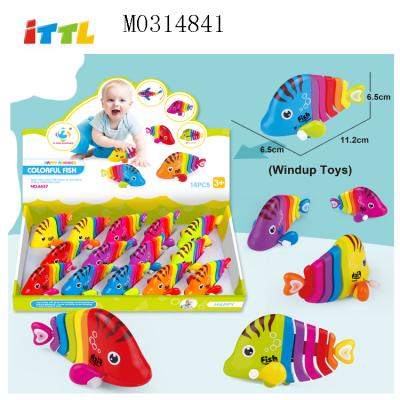 China Eco-friendly Materials Plastic Wind Up Mini Animal Fish Toys Machine Toy For Kids 14 Pcs for sale