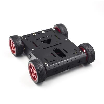 China Black Universal Car Chassis Smart Robot Tank Metal Electric Car Kit For Smart Car for sale