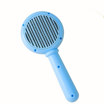 China Cat Clean Hair Needle Comb Wholesale Pet Comb Dog Deshedding Brush Self-cleaning Stocked Cleaning Comb Dogs Comb for sale