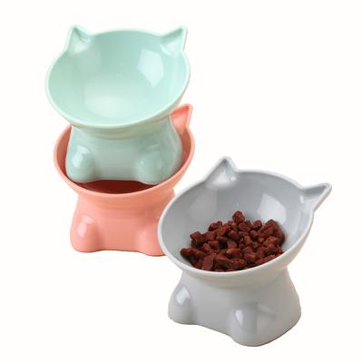 China Wholesale Non-automatic Plastic Conductive Cat Feeder Bowl Dog Bowl Pet Cervical Protective Pet Feeding Bowl for sale