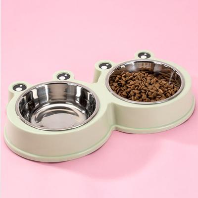 China Factory Wholesale Non-automatic Stainless Steel Pet Double Bowl Feeding Water Bowl for sale