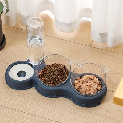 China Double Bowl Cat Food Bowl Pet Feeder Water Dispenser Anti Slip Dog Cat Food Container Drinking Raised Non-automatic Automatic Stand Dish for sale