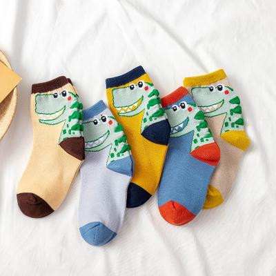 China QUICK DRY Baby Socks Set 5 Pack Cotton Dinosaur Spring Summer Kids Crew Dress Infant Cute Cartoon Socks 5 Packs for sale