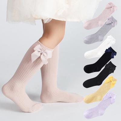 China Wholesale QUICK DRY baby bumps custom infant combed cotton knee high bow tops cute stockings newborn long sock winter children kids for sale