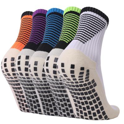 China Breathable Unisex Adult Football Boots High Quality Crew Cushion Football Anti-Slip Sports Stripes Crew Terry Toweling Mid-Calf Sock for sale