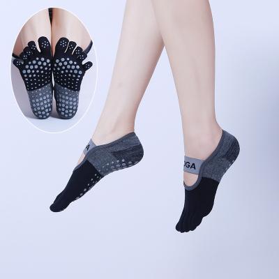 China Custom Logo Wholesale Cotton Yoga Socks Breathable Custom Women Female Stocking Cut Multicolor Breathable Cross Dew Covered Practice Pilates Anti-Slip Socks for sale