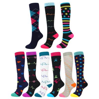 China Breathable Wholesale Quality Men Women Compression Sock High Knee 20-30mmhg Athletic Sports Custom Running Sock Sweat-absorbent for sale