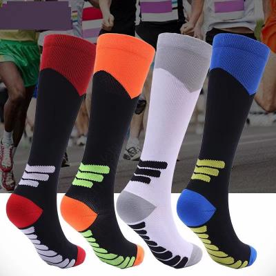 China Wholesale Breathable Good Quality Compression Women Knee High Athletic Sports Running Socks 20-30mmhg Men's Terry Cushion Socks for sale