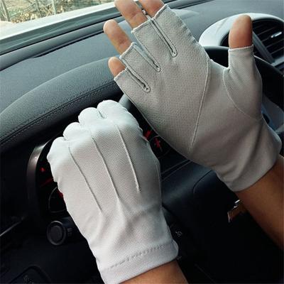 China Half Finger Butterfly Open Cotton Summer Workout Gloves Breathable Women Sun UV Against Non Slip Bicycle Car Mittens for sale