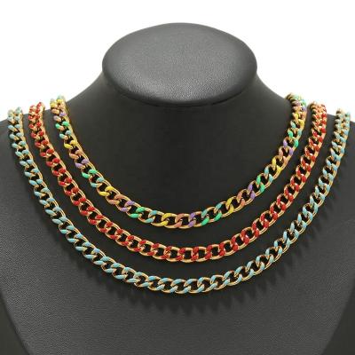 China DIY Jewelry Making Accessories Colorful Drip Cuban Chain Both Sides DIY Hip Hop Jewelry Ground Necklace Bracelet Accessories for sale